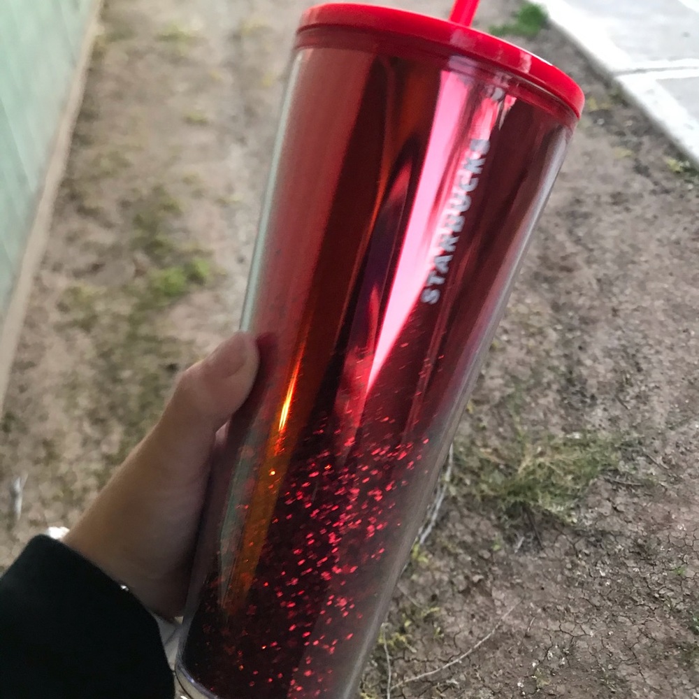 Starbucks glitter cold cup tumbler red